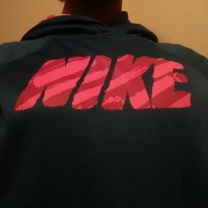 Pink white and Blue Nike hoodie